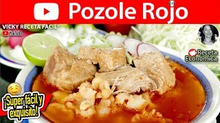 POZOLE ROJO  VickyRecetaFacil [upl. by Llevol530]