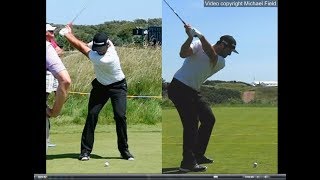 Jon Rahm golf swing  Long Iron faceon amp downtheline July 2017 [upl. by Ettennej]