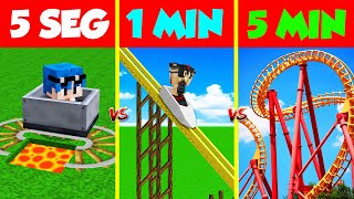 CONSTRUIMOS EL PARQUE DE ATRACCIONES MÁS PELIGROSO 😂⏰ EN 5 SEGUNDOS VS 1 MIN VS 5 MIN 🎢 MINECRAFT [upl. by Akemyt]