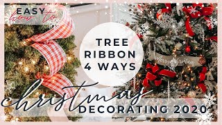 HOW TO PUT RIBBON ON A CHRISTMAS TREE  4 EASY RIBBON TUTORIALS [upl. by Lilla665]