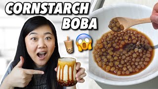 I Tried CORNSTARCH BOBA Making Boba Pearls Without Tapioca Starch REVIEW [upl. by Einhapets]