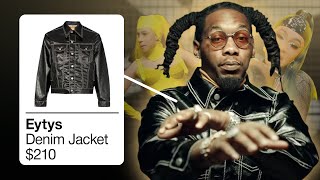 OFFSET amp CARDI B OUTFITS IN quotCLOUTquot VIDEO RAPPERS OUTFITS [upl. by Darcie]