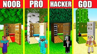 Minecraft Battle INSIDE TREE HOUSE BUILD CHALLENGE  NOOB vs PRO vs HACKER vs GOD  Animation [upl. by Laing]