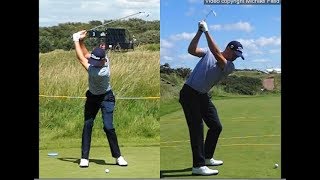 Justin Thomas golf swing  Long Iron faceon amp downtheline July 2017 [upl. by Halliday791]