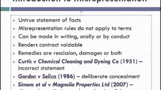 Misrepresentation Lecture 1 of 4 [upl. by Anny]