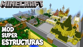 Minecraft 112 MOD SUPER ESTRUCTURAS StructPro Mod Español [upl. by Jagir]