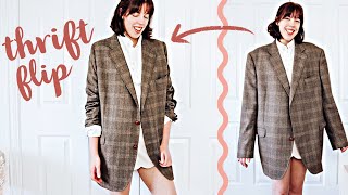 THRIFT FLIP mens blazer to womens oversize blazer  sew with me [upl. by Sefton]