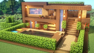 Minecraft Casa Perfecta para Survival  Tutorial Casa Minecraft de Madera Grande [upl. by Inalej]